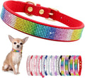 Rhinestone Dog Collar for Small Dogs, Bling Diamond Fancy Crystal Glitter Pretty Jewel Pet Puppy Collars for XXS XS Small Medium Large Breed Girl Dogs Female Cats Kitten, Colorful Red S