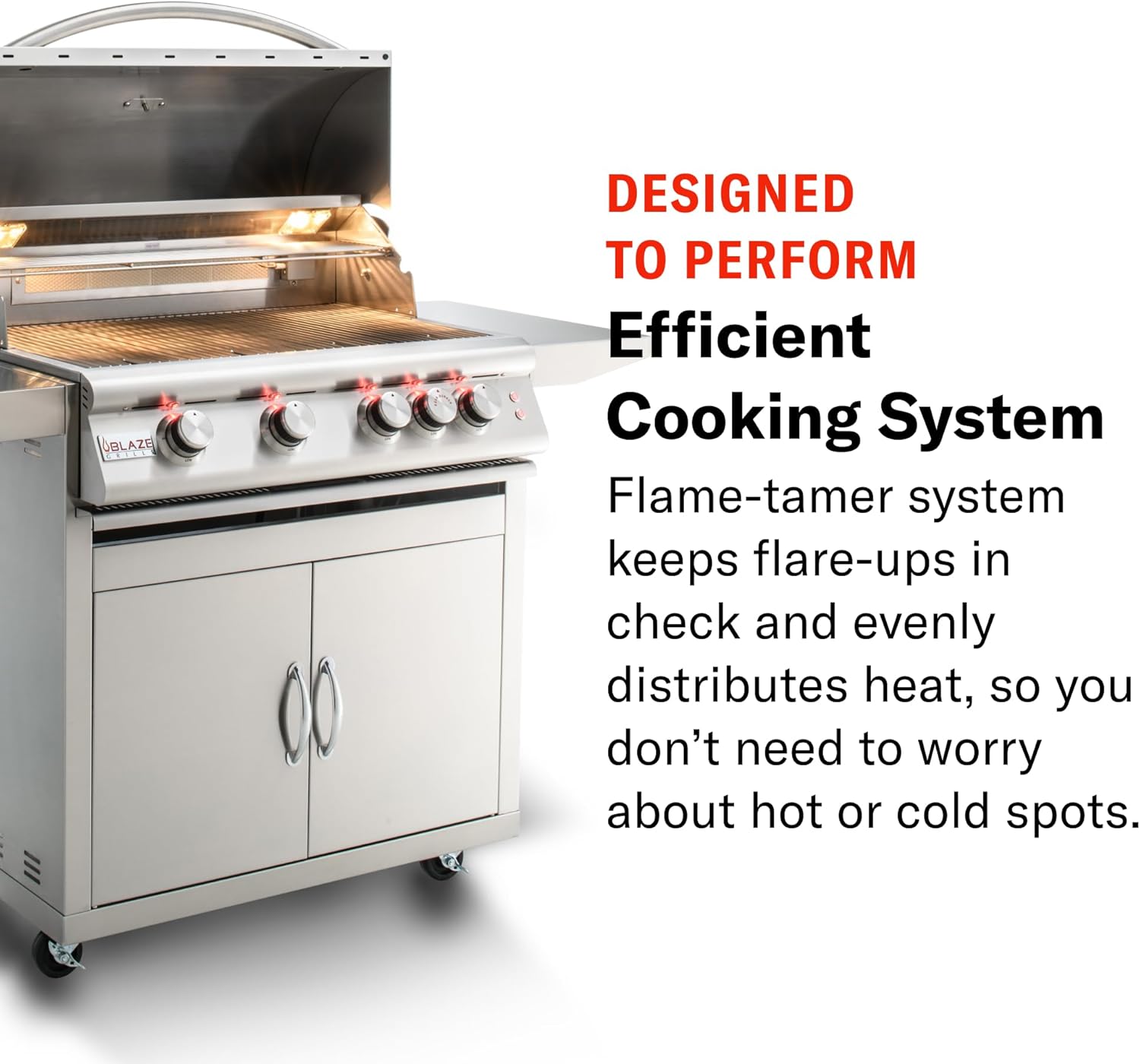 Blaze Premium LTE Built-in Propane Gas Grill | 40-Inch 5-Burner BBQ with Rear Infrared Burner & Grill Lights | 304 Stainless Steel Construction BLZ-5LTE2-LP