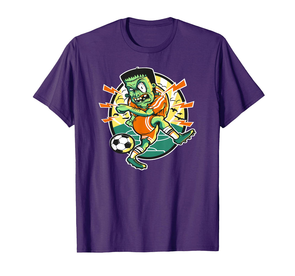 Funny Frankenstein Soccer Halloween T-Shirt - Graphic Print Unisex