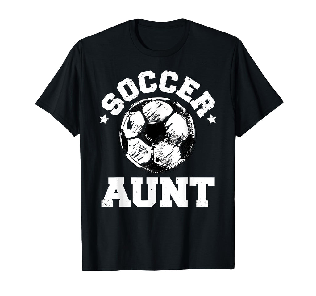Soccer Aunt Soccer Ball Distressed T-Shirt - Custom Art Print for Adults