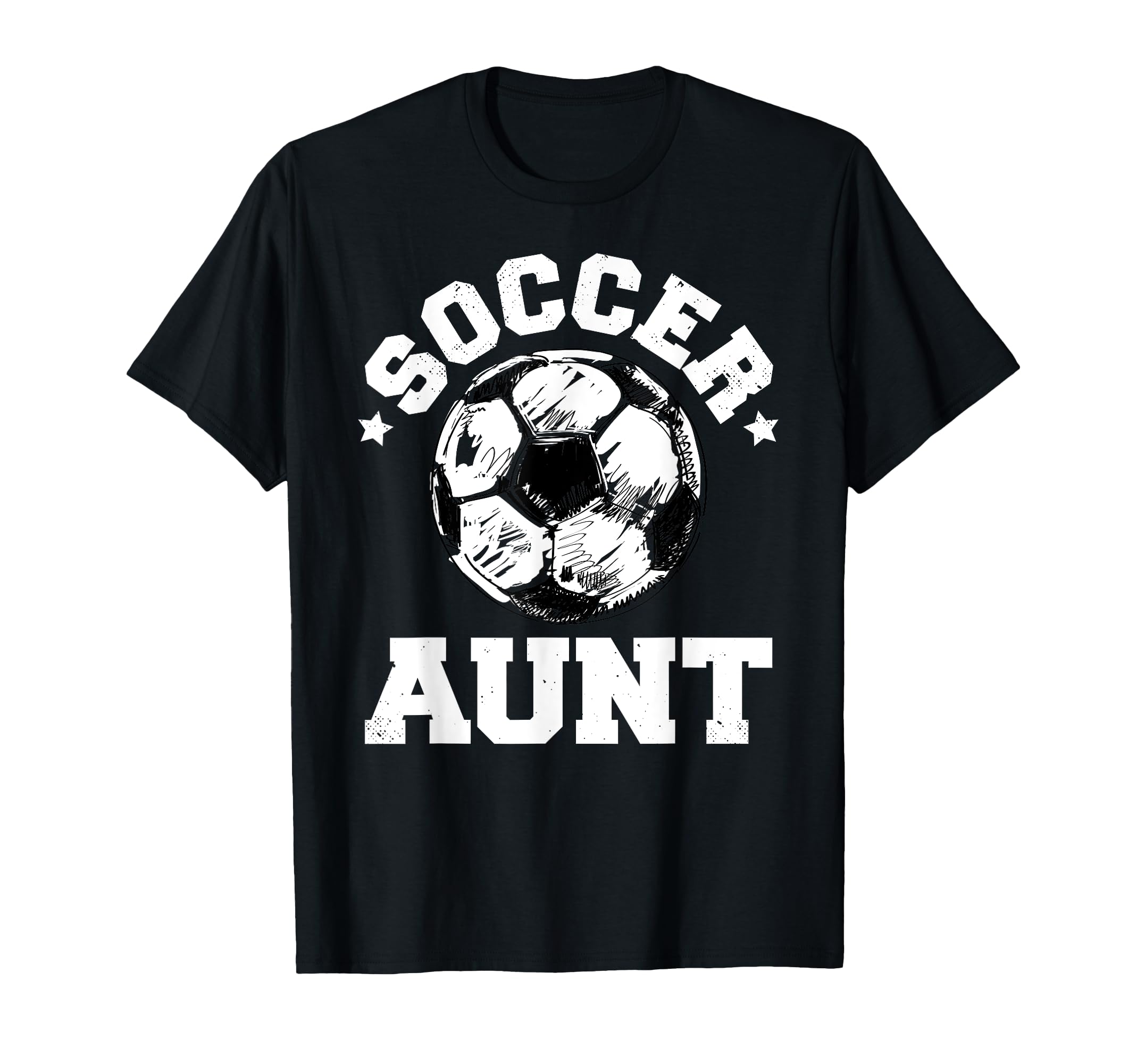 Soccer Aunt Soccer Ball Distressed T-Shirt - Custom Art Print for Adults