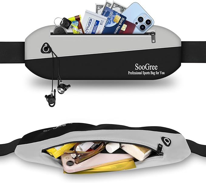 Slim Fanny Packs for Women Men,Waterproof Waist Pack with Reflective Strip Adjustable Strap,Running Belt for Sports Workout Cycling Hiking, Casual Hands-Free Wallets Phone Bag (Style 6)