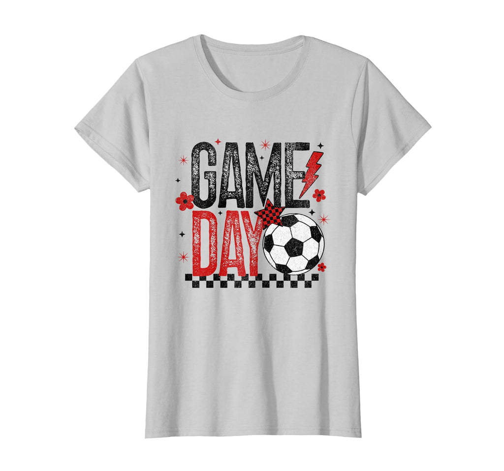 Game Day Soccer Season Checkered Black T-Shirt - Graphic Print Men Women
