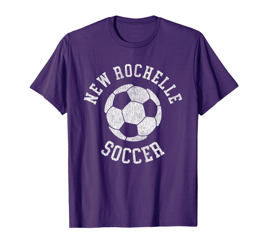 New Rochelle Soccer Distressed 90S T-Shirt - Minimalist Print for Adults