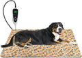 Dog Heating Pad，47×30 in Waterproof PVC Large Heating Pad for Dogs，Smart Thermostat Heated Dog House，Reinforced Interface + Wire Rope Whelping Box for Dogs,Plush Fabric Cover-Apricot