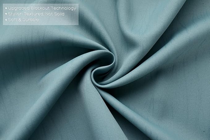 MIUCO Blackout Curtains Room Darkening Curtains Textured Grommet Window Curtains for Living Room 2 Panels 52x84 Inch Long Teal