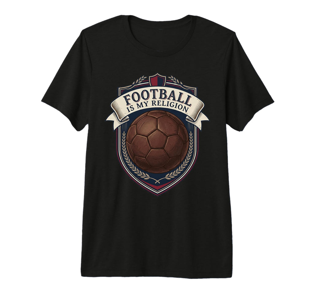 Football Is My Religion Soccer Crest T-Shirt - Minimalist Print for Adults