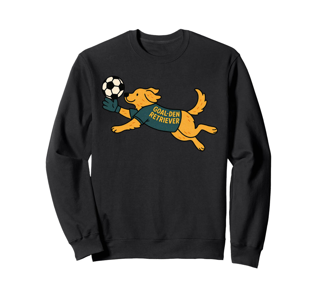 Funny Golden Retriever Soccer Player Sweatshirt - Minimalist Print Unisex