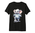 Elephant Soccer Player Striped Art Tri Blend Hoodie - Graphic Print Unisex