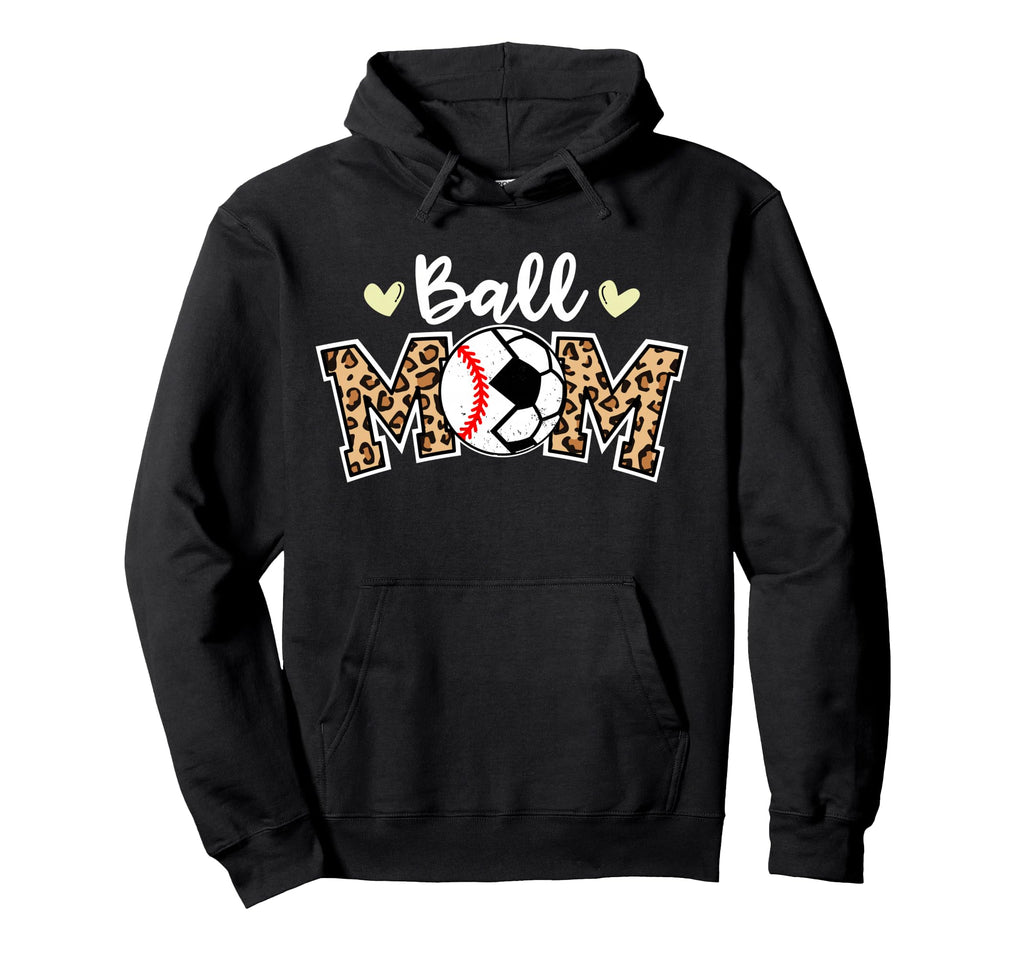 Ball Mom Leopard Funny Soccer Hoodie - Aesthetic Graphic Men Women