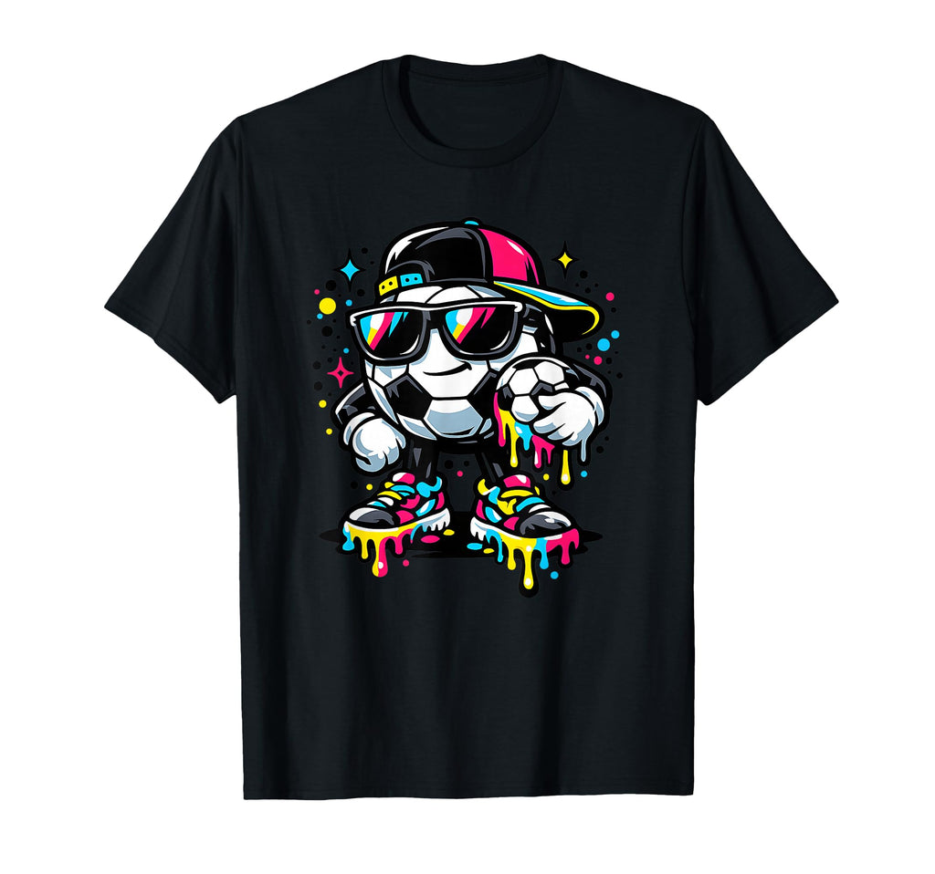Graffiti Soccer Ball Street Art T-Shirt - Minimalist Print for Adults