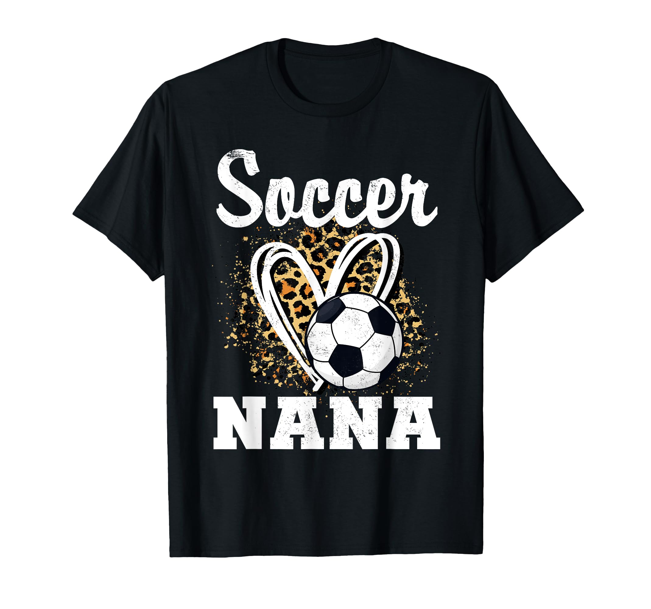Soccer Grandma Leopard Heart Soccer T-Shirt - Novelty Apparel for Adults
