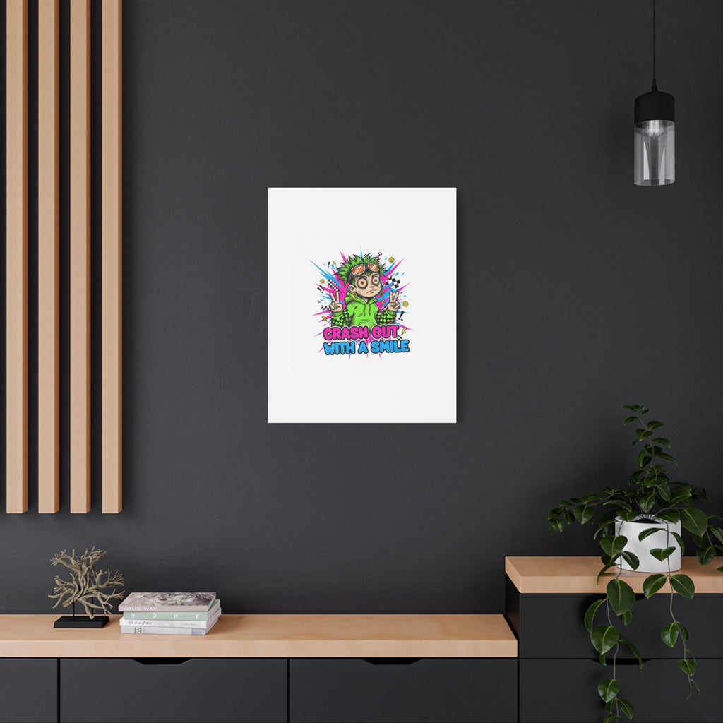 Crash Out With a Smile Canvas Print | Neon Skate Graffiti, Meme Meltdown Art