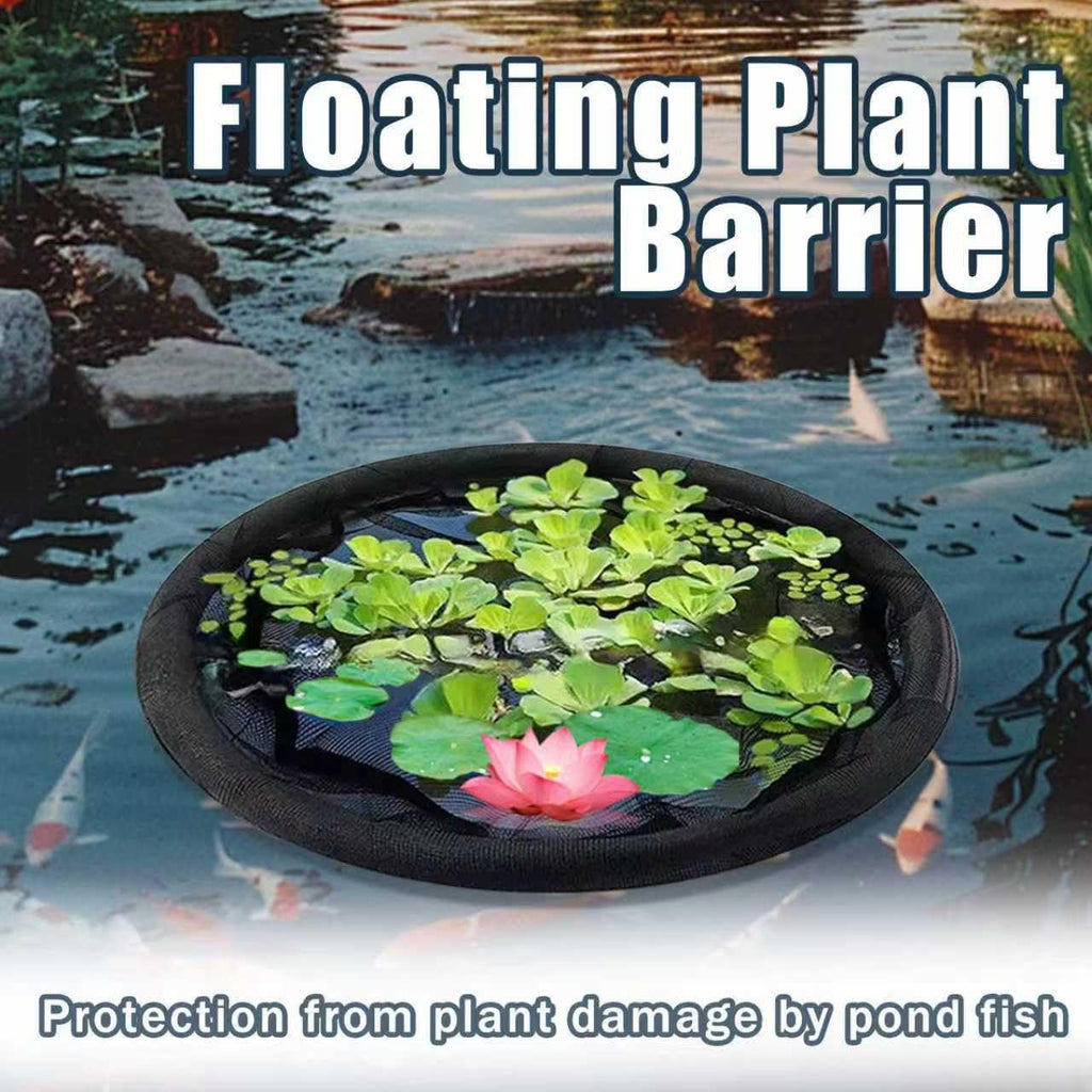2Pack Round Floating Flora Fish Barrier-23.6Inch Black Pond Plant Protector, Floating Island/Planter Pond,UV Resistant Net to Shield Floating Plant(Lotus/Water Lilies)from Koi, with Waterproof Gloves