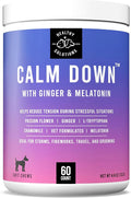 Calming Chews for Dogs - Dog Calming Treats for Anxiety & Stress Relief with Melatonin and Ginger - Aid with Storms, Grooming, Fireworks, Separation, Travel, Motion Sickness, & Sleep - 60 Soft Chews