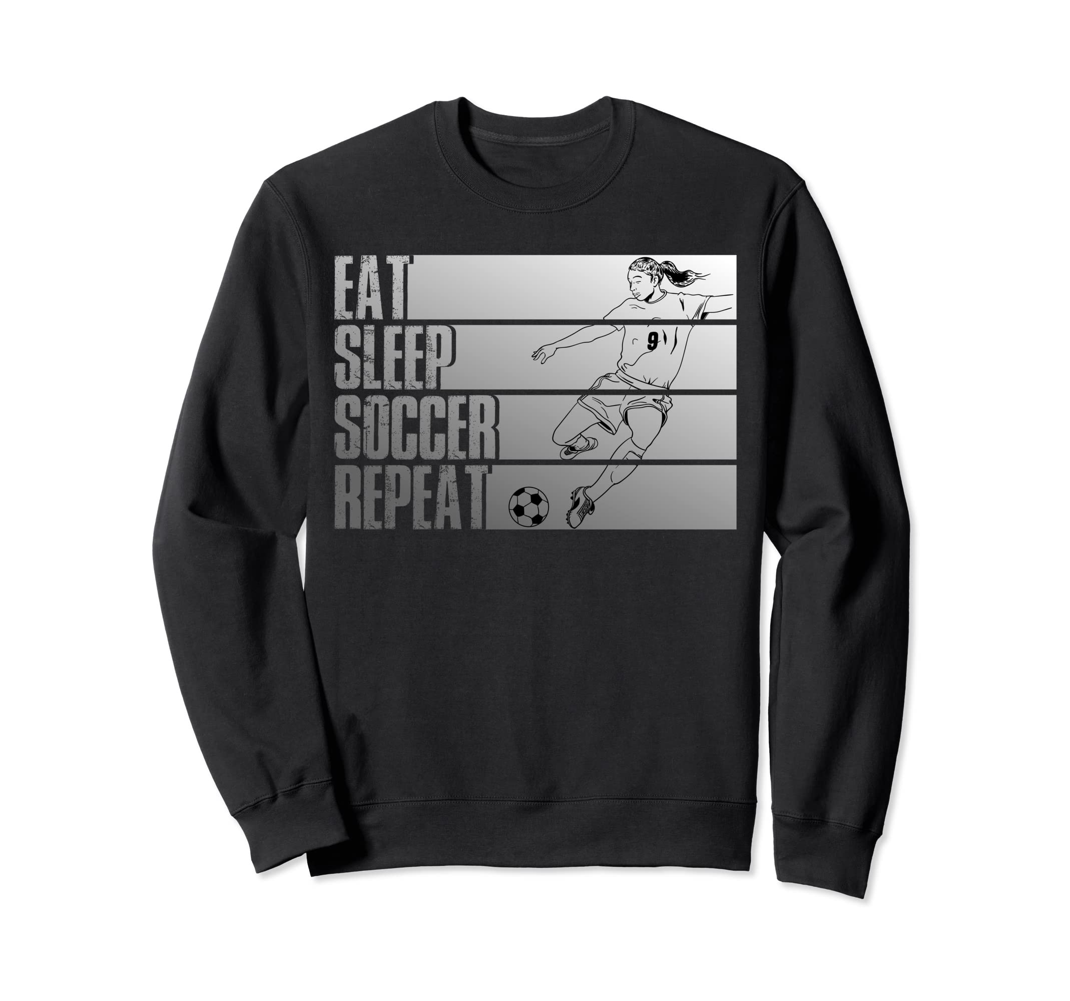 Eat Sleep Soccer Repeat Funny Sweatshirt - Graphic Print for Adults