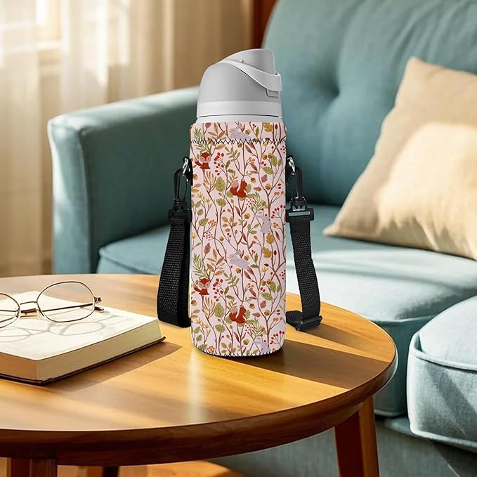 Neoprene Water Bottle Carrier Bag with Adjustable Shoulder Strap for Men Women Walking Hiking,Portable Insulated Holder Case for Stainless Steel/Glass/Plastic Bottles