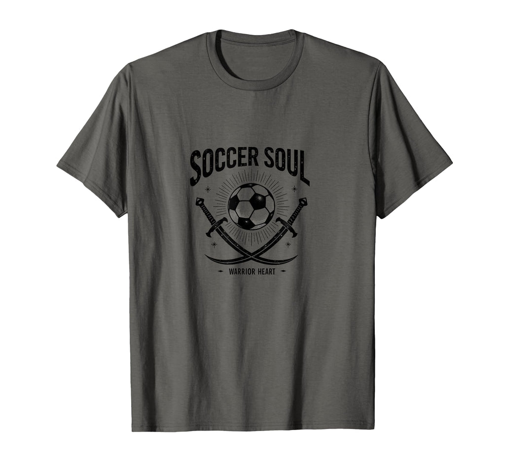 Soccer Soul Warrior Heart Athletic T-Shirt - Fun Novelty Design Men Women