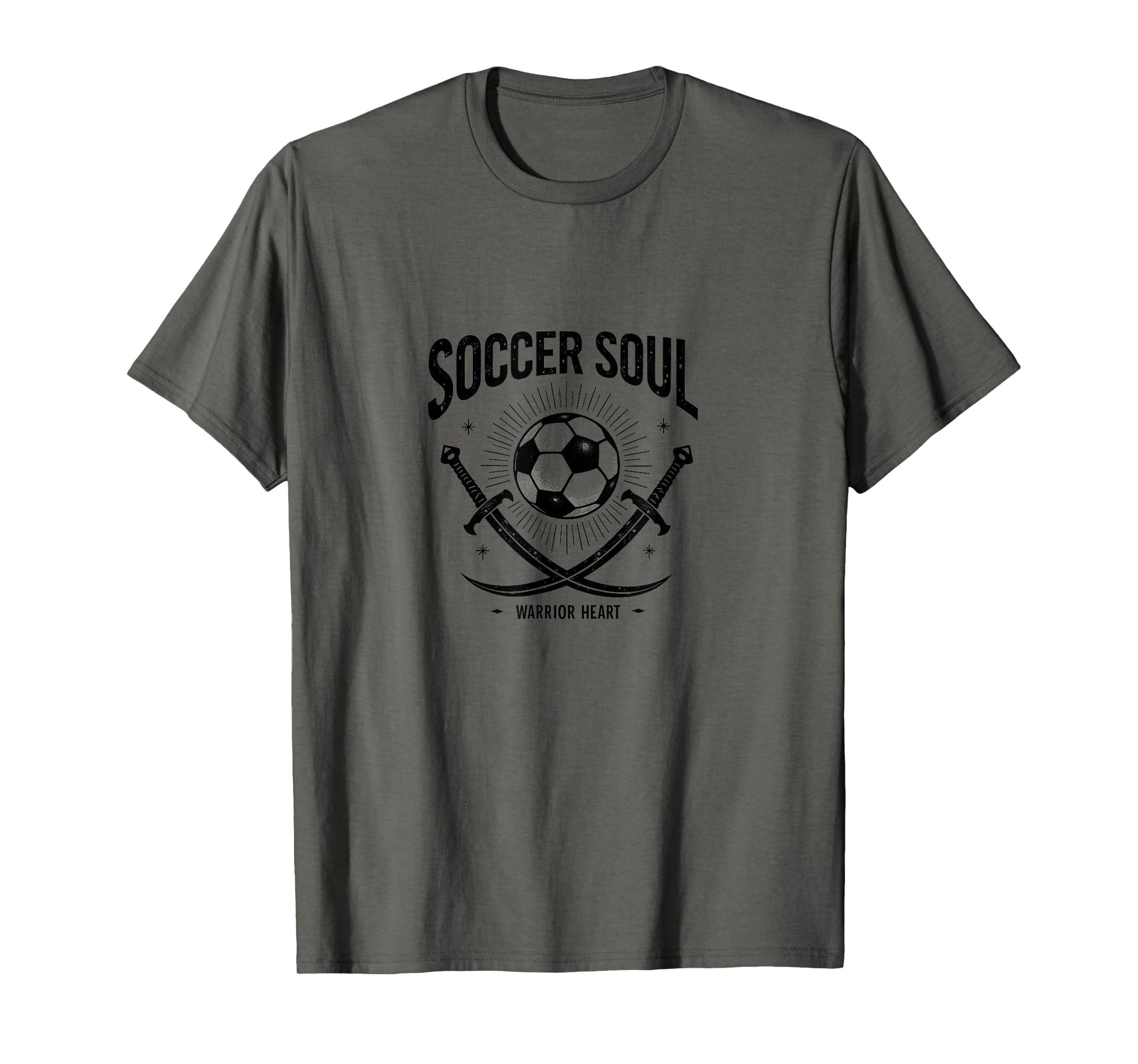 Soccer Soul Warrior Heart Athletic T-Shirt - Fun Novelty Design Men Women