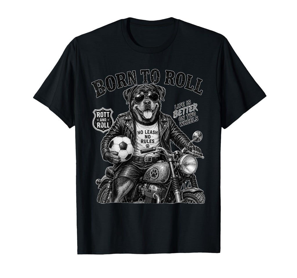Rottweiler Motorbike Love Footbal T-Shirt - Fun Novelty Design Men Women
