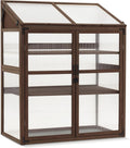 Macrout Cold Frame Greenhouse, Large Wooden Greenhouse Cabinet, Garden Cold Frame with Adjustable Shelves for Outdoor Indoor Use, 1344 (Brown)