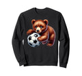 Young Bear Playing Soccer Ball Sweatshirt - Graphic Print for Adults