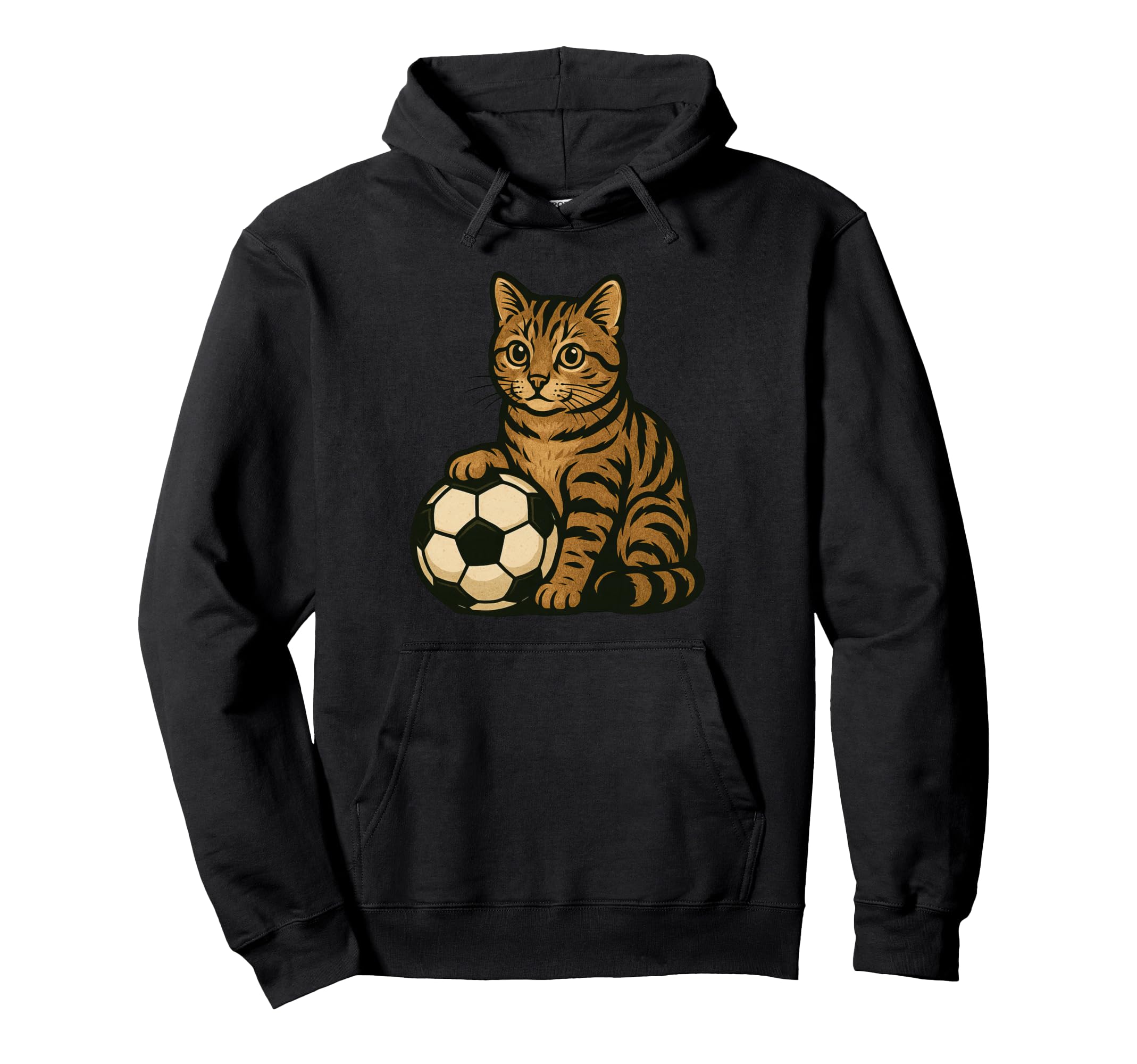 Funny Cat Soccer Hoodie - Casual Everyday Wear for Adults