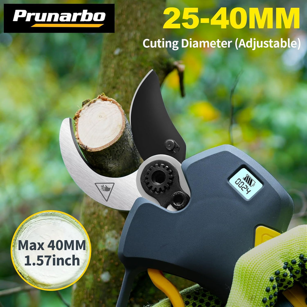 2-in-1 Brushless Pole Pruning Shear, 40mm Professional Cordless Pruners with Extension 1.6 Inches Compatible with Makita 18V Batteries Electric Tree Pruner 4000mAh Battery Secateurs