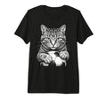 Cat Playing Soccer Black And White T-Shirt - Unique Graphic for Adults