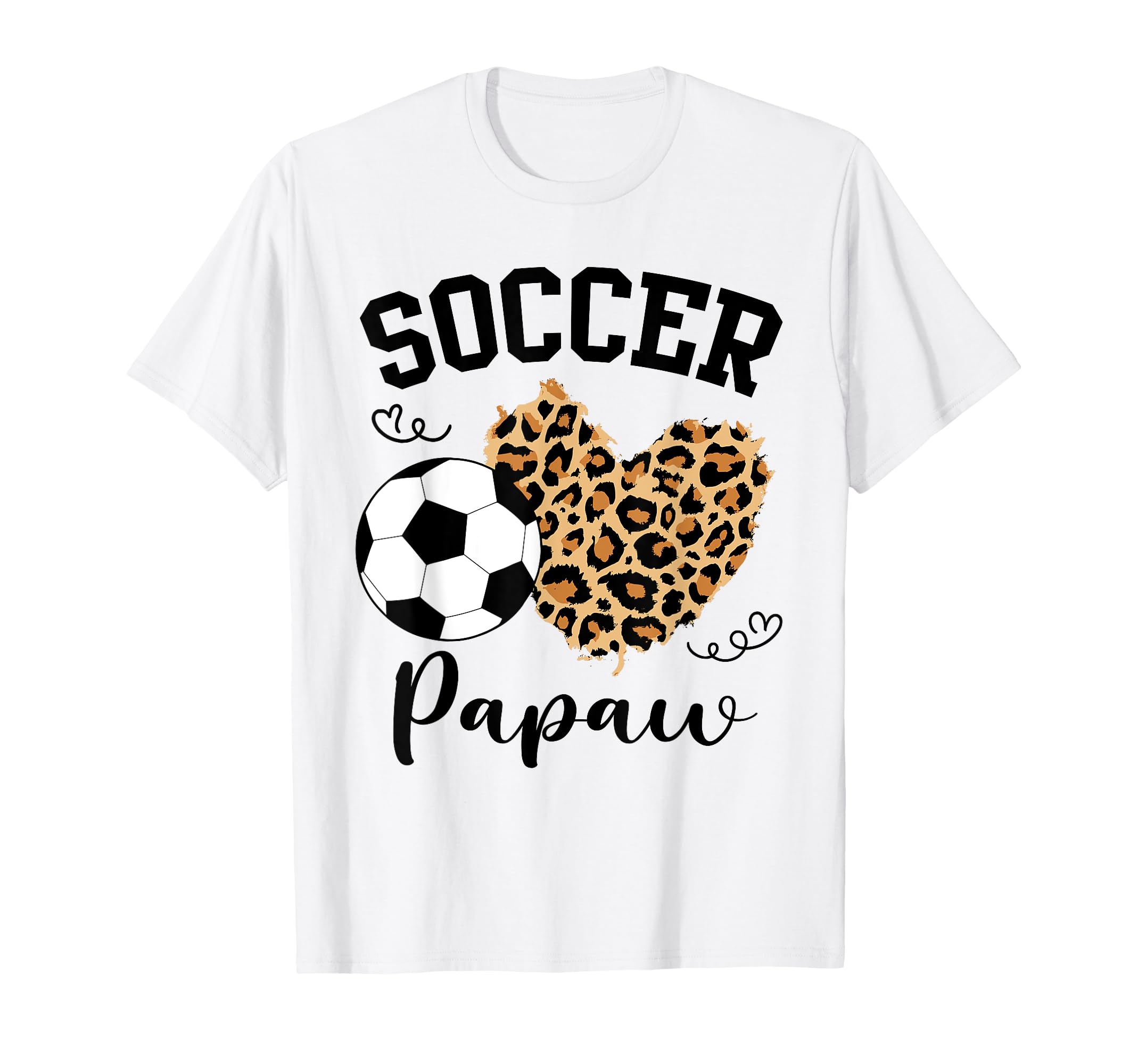 Soccer Papaw Heart Leopard Papaw Family T-Shirt - Novelty Apparel Unisex