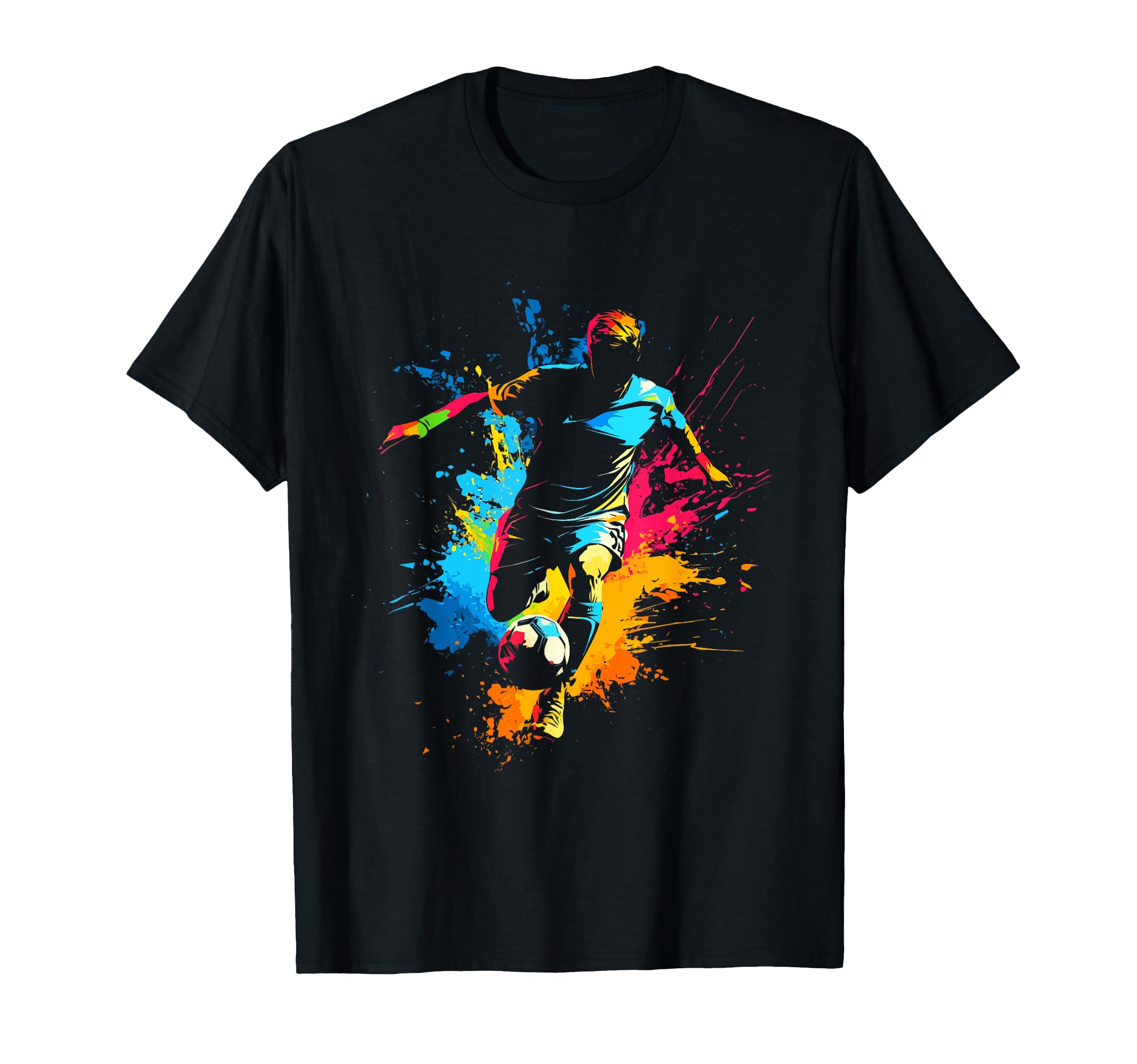 Ball Game Football Paint Splash Soccer T-Shirt - Unique Graphic Unisex
