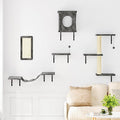NUNU LAB Cat Wall Shelves Set, 5 Pcs Wall-Mounted Cat Climber with Condo House, Bridge Ladder, Scratching Post, Indoor Cat Furniture Set, Gray