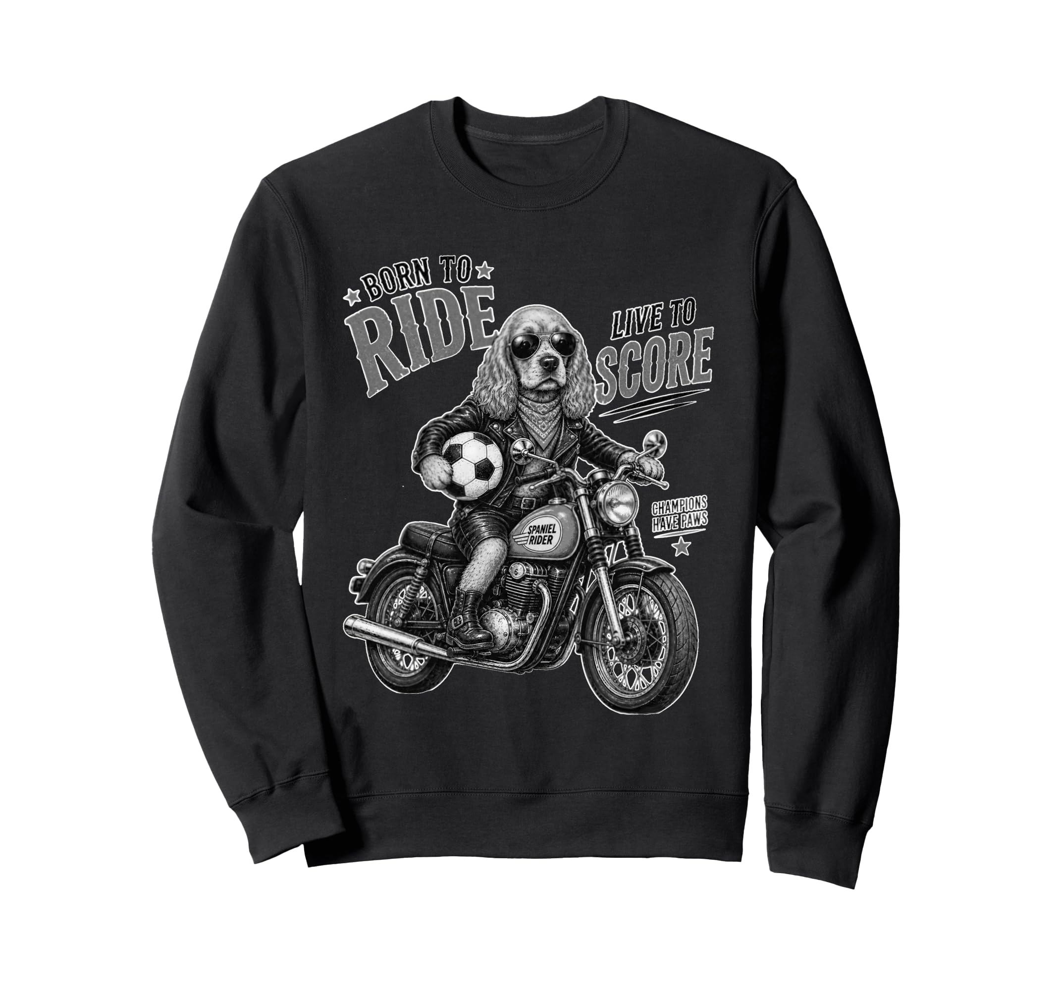 Cocker Spaniel Motorbike Love Sweatshirt - Fun Novelty Design Men Women