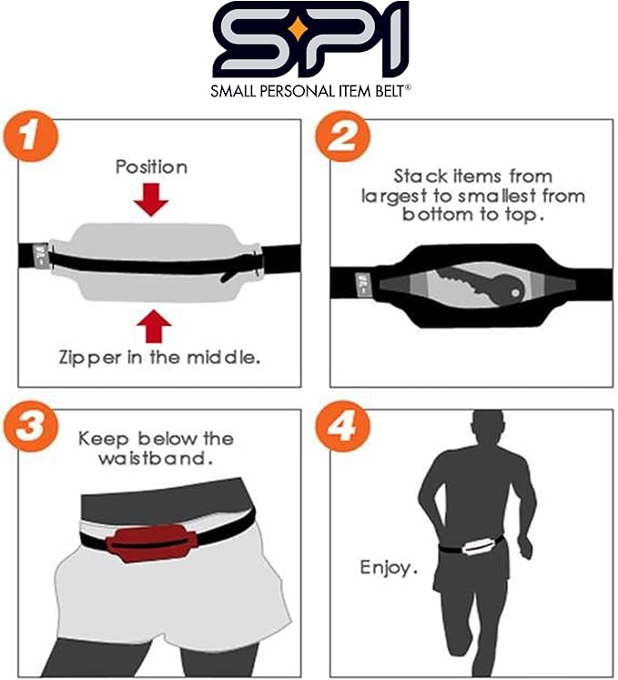 SPIbelt Running Belt for Women Men, Phone Holder for Running, Running Fanny Pack, Holder for Phone, Running Waist Pack, Adjustable Waist, [Fits All Phones]. Black with Hot Pink Zipper