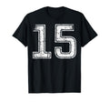 Sports Team White Number 15 T-Shirt - Trendy Graphic Unisex