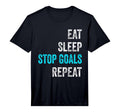 Funny Goalkeeper Eat Sleep Stop T-Shirt - Casual Everyday Wear for Adults