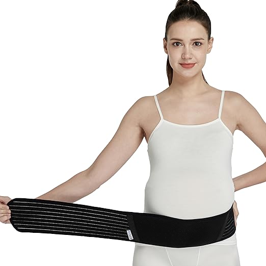 NeoTech Care Adjustable Maternity Belt - Light and Breathable Pregnancy Belly Support Band for Pregnant Women (Black, Regular Size)