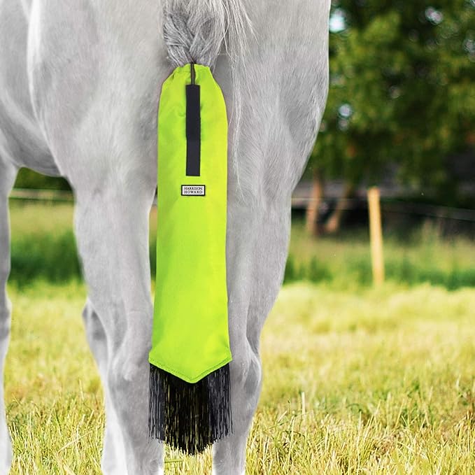 Harrison Howard Smooth Lightweight Adjustable Fastener Nylon Horse Tail Bag with Fringe