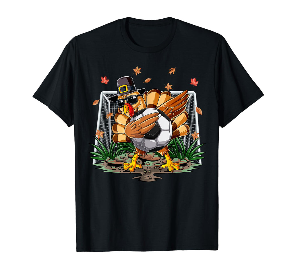 Funny Dabbing Turkey Soccer Ball Fall T-Shirt - Minimalist Print Men Women