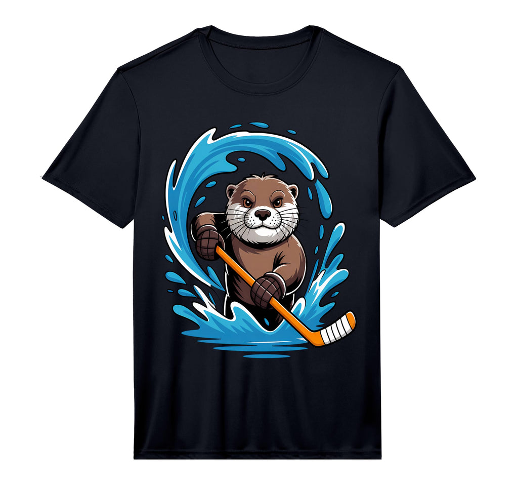 Otter Ice Hockey Player Stick T-Shirt - Unique Graphic for Adults