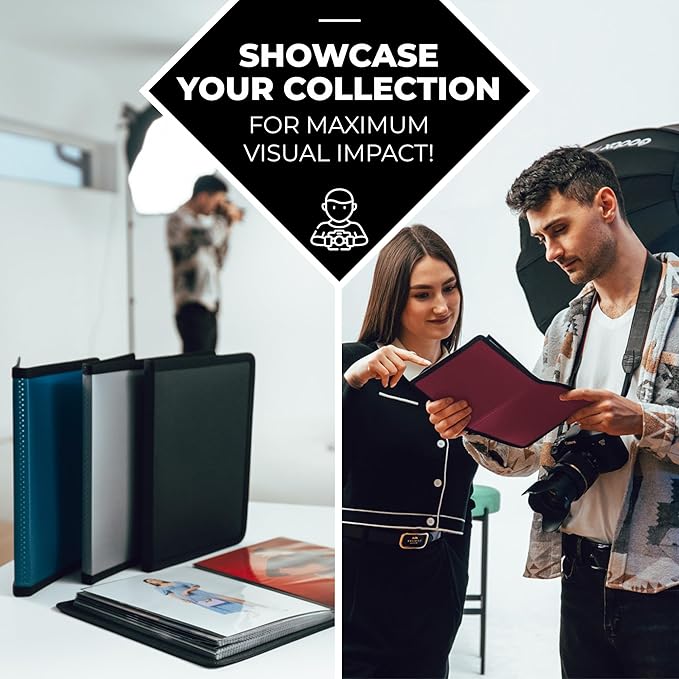 Dunwell Small Photo Album 4x6 (2-Pack, Ruby), Mounting Paper, 4 x 6 Photo & Art Portfolio Presentation Binder, 24 Sleeves Display 48 Pages, Professional Mini Picture Book for Artwork, Postcards