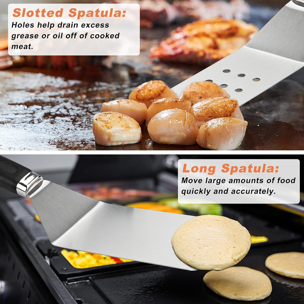 27 PCS Griddle Accessories Kit, Flat Top Grill Accessories Set for Camping, Professional Grill Spatula Set with Melting Dome, Burger Press for Outdoor BBQ Cooking