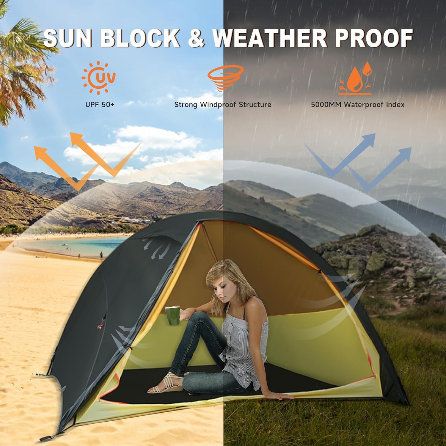 Umbrauto 4 Person Ultralight Camping Tent Waterproof 3-Season Dome Tent for Hiking, Backpacking & Outdoor Adventure