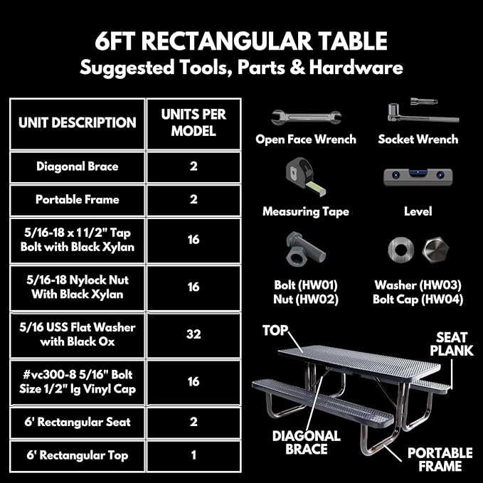 Heavy-Duty Portable Outdoor Kids Table, Expanded Metal Kids Picnic Table, Commercial-Grade Picnic Table, Made in America (6ft Rectangular, Childrens, Textured Copper)