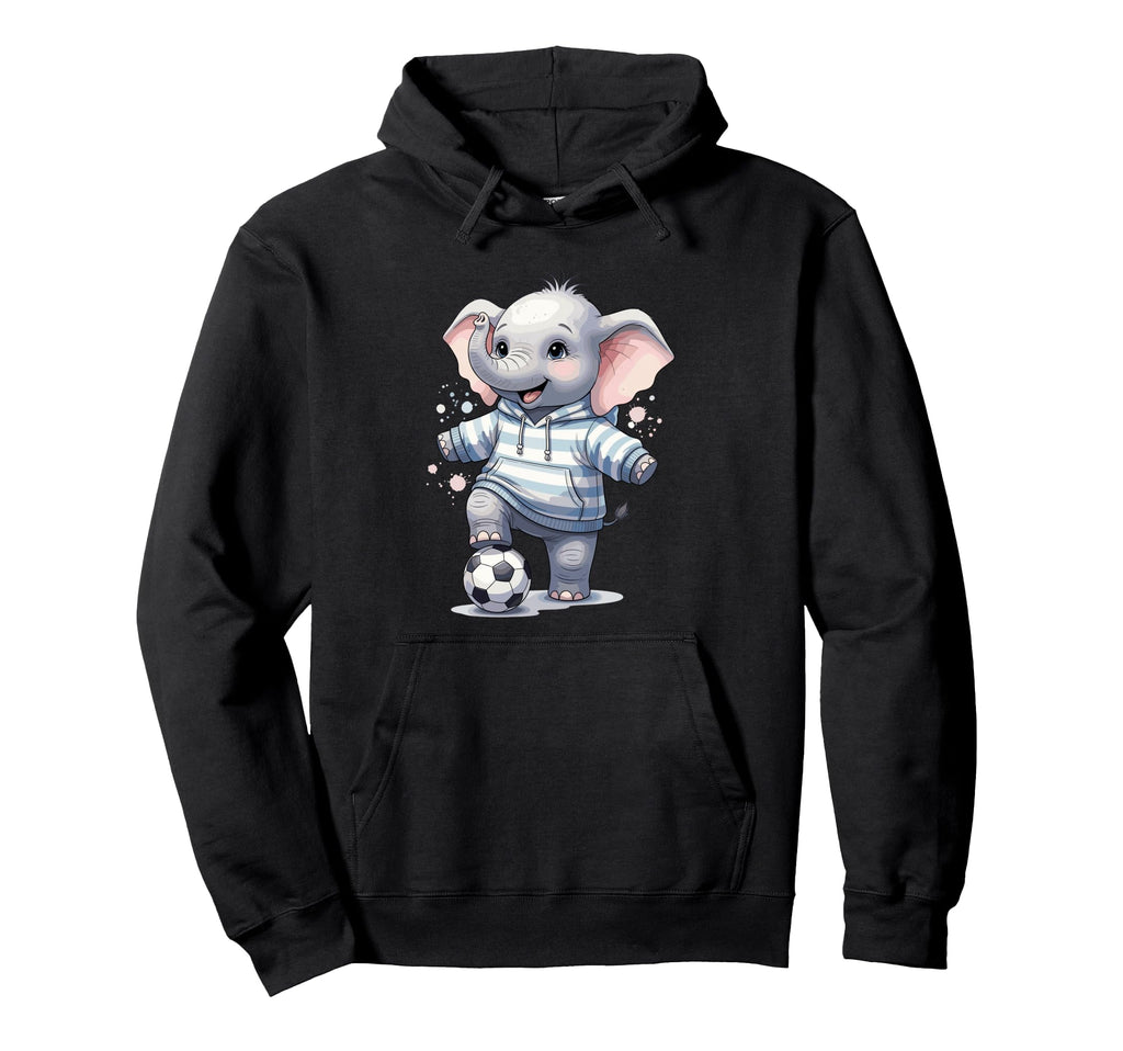 Elephant Soccer Player Striped Art Hoodie - Aesthetic Graphic for Adults