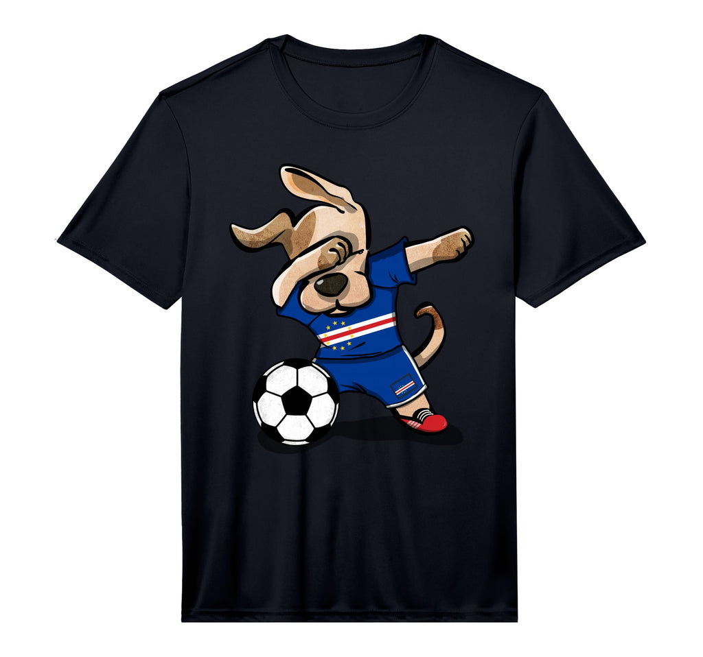 Dabbing Dog Cape Verde Soccer Fans T-Shirt - Graphic Print Men Women
