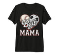 Ball Mama Baseball Soccer Heart Mom Both T-Shirt - Trendy Graphic Unisex
