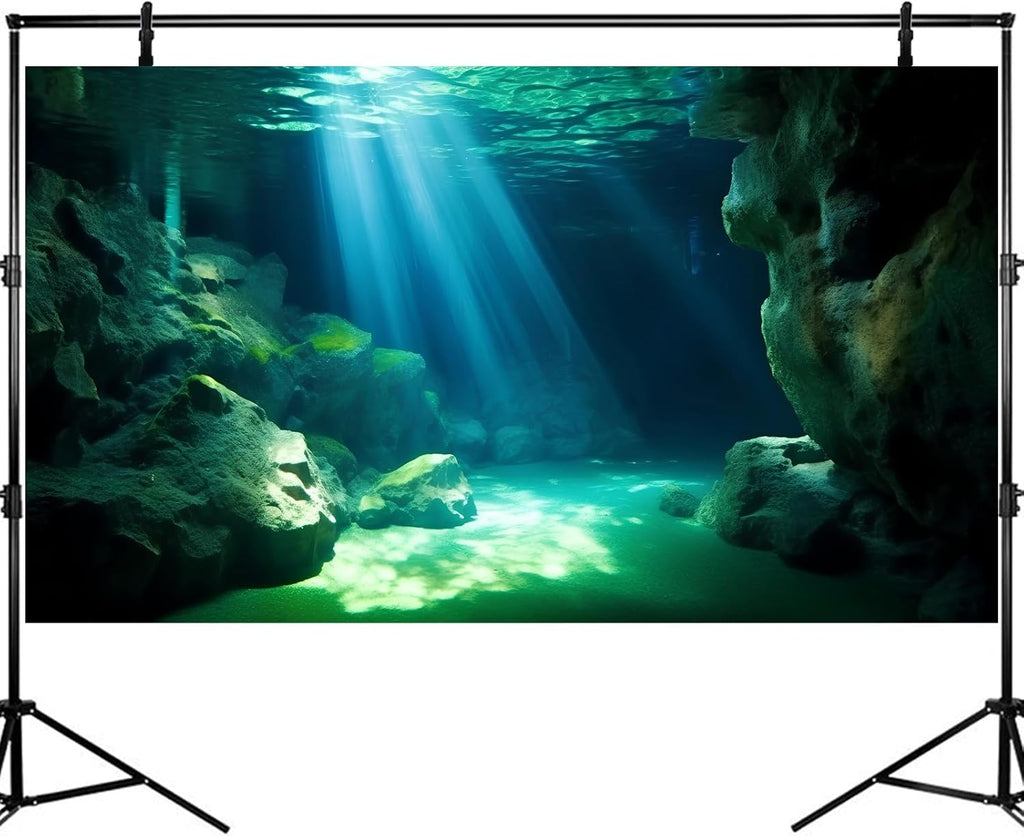 Underwater Fish Tank Background Under The Sea Cave Style Aquarium Background Ocean Floor Cave Sunlight Fish Tank Backdrop Tropical Fish Aquarium Terrarium Backgrounds Decorations 30x18in