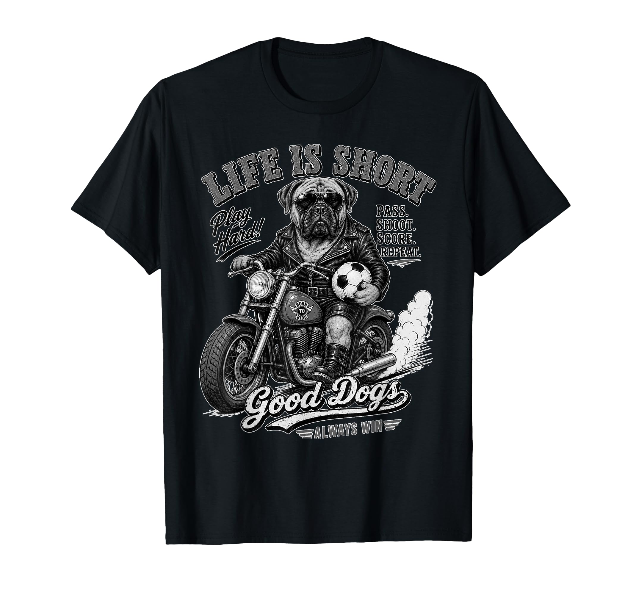 Mastiff Motorbike Love Footbal T-Shirt - Custom Art Print for Adults