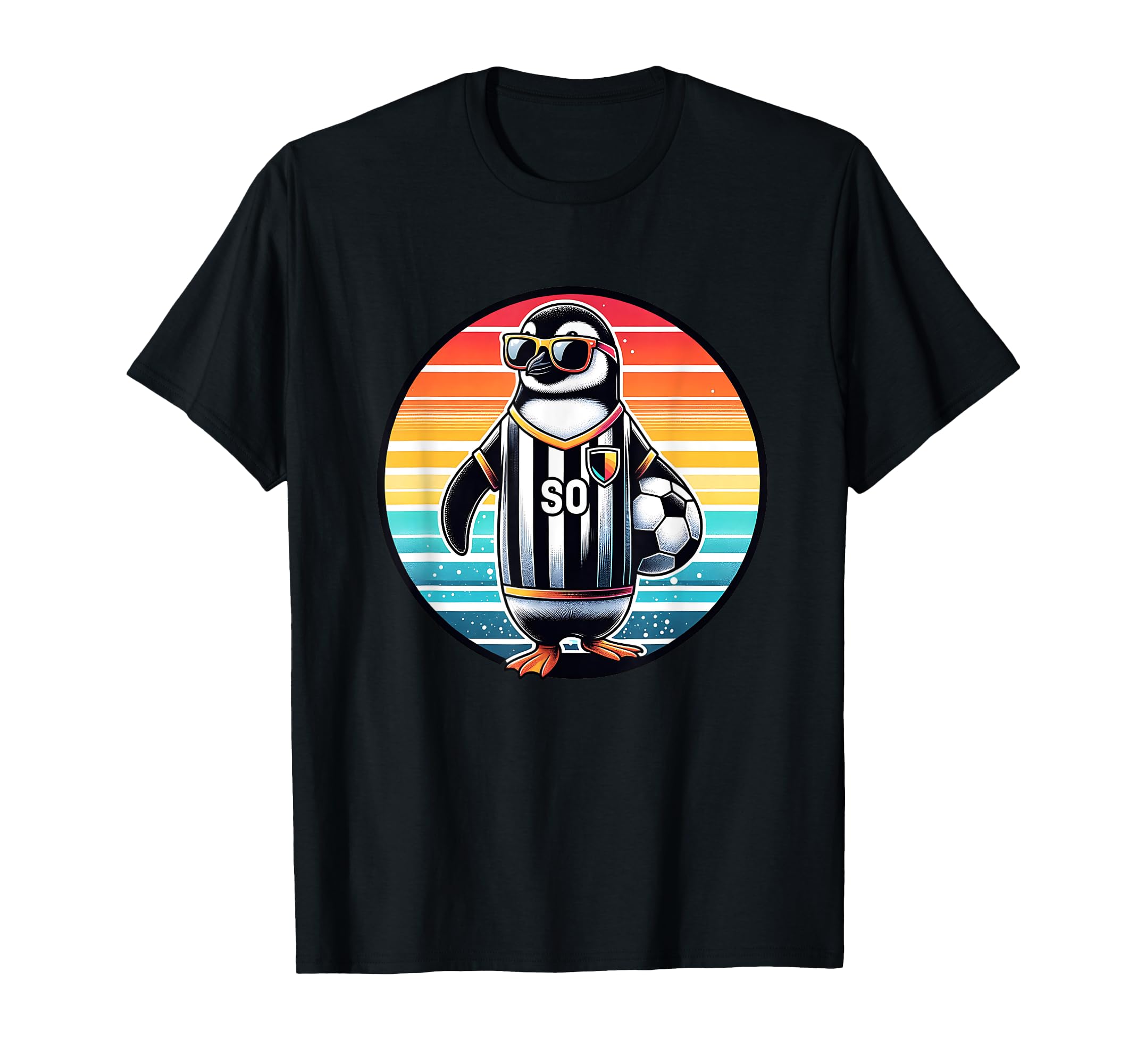 Penguin Bird Soccer Player Ball Champion T-Shirt - Custom Art Print Unisex